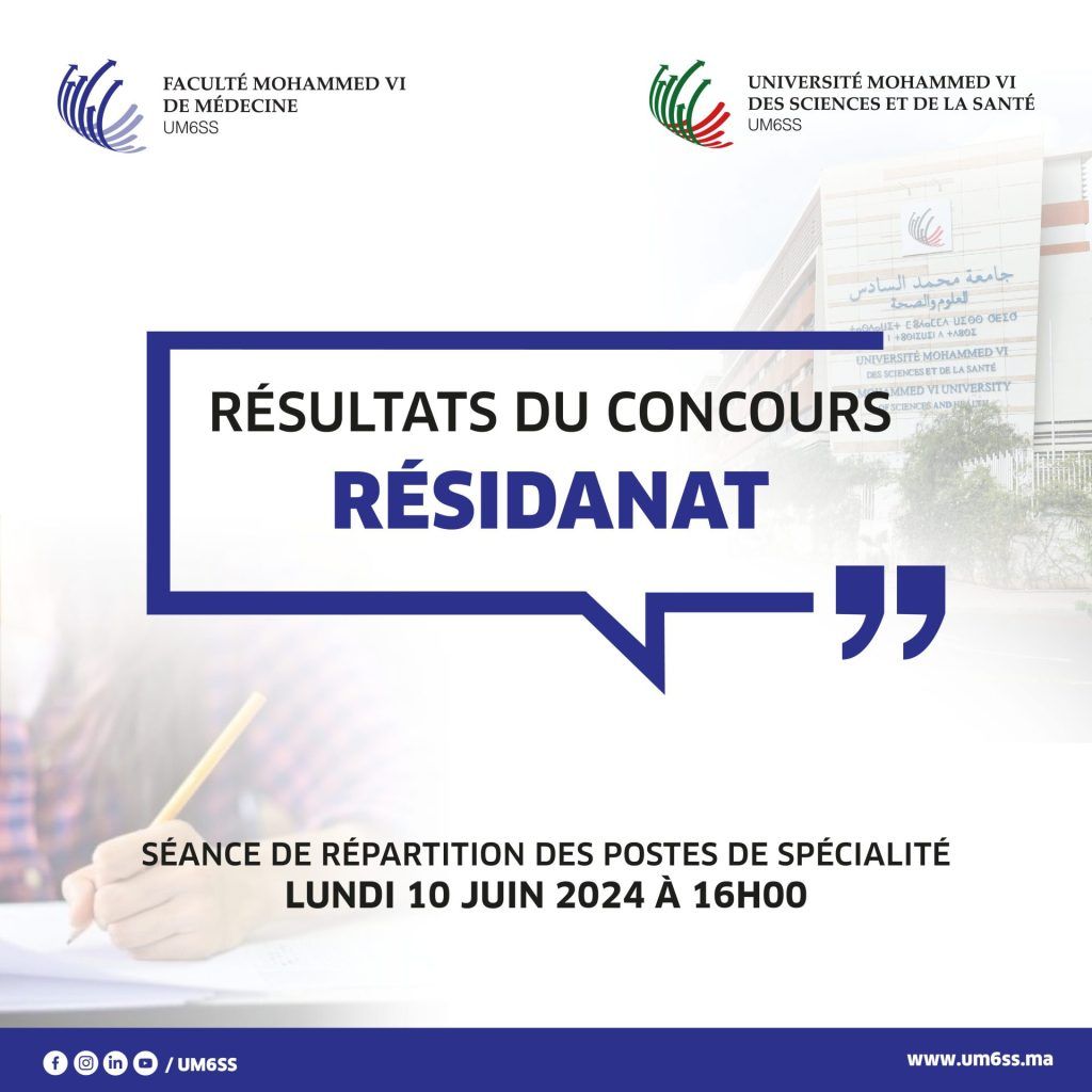 FM6M – RÉSULTATS DU CONCOURS DE RÉSIDANAT