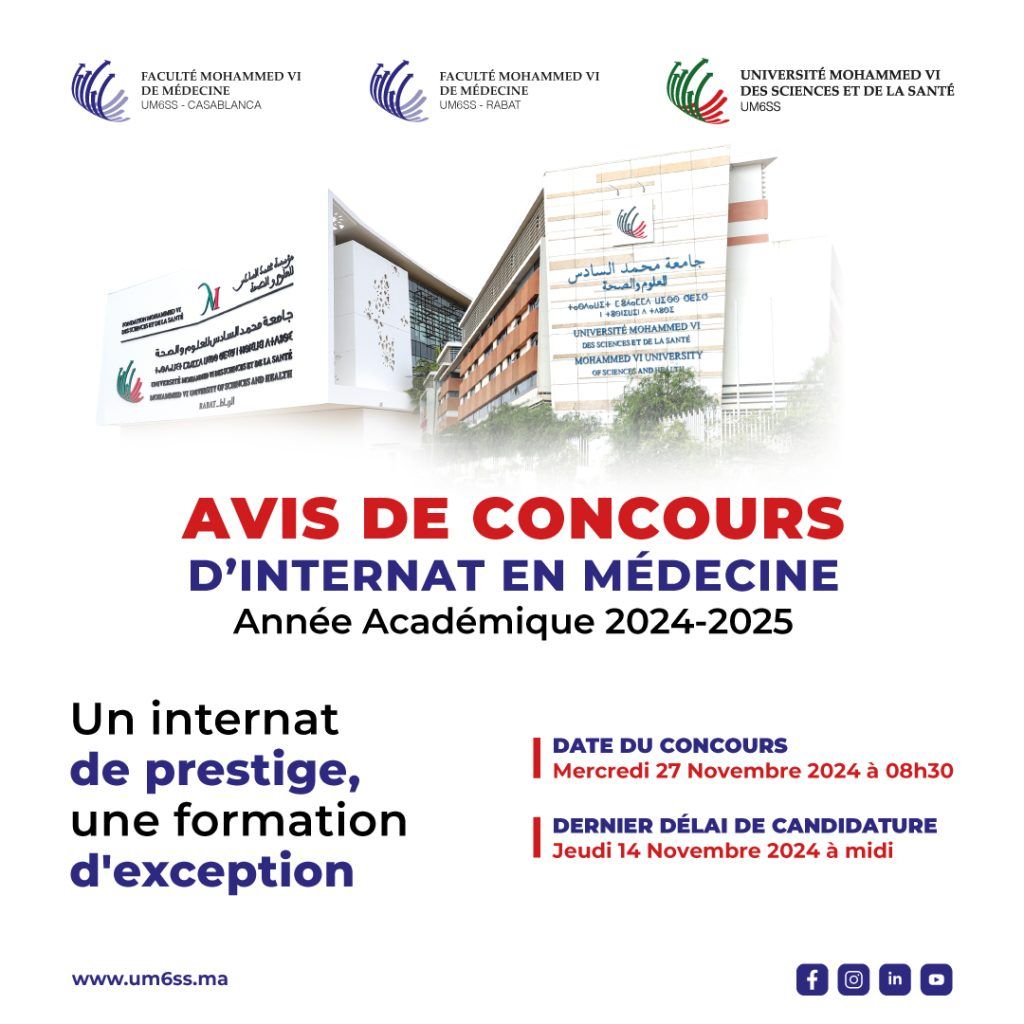 Avis de concours d’internat en médecine – Année Académique 2024-2025