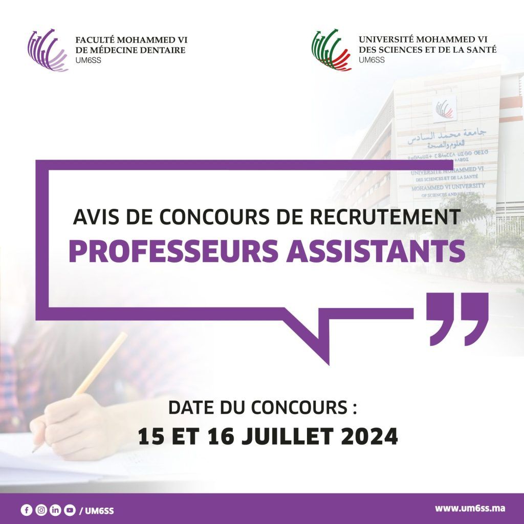 FM6MD – Avis de concours de recrutement de Professeurs Assistants