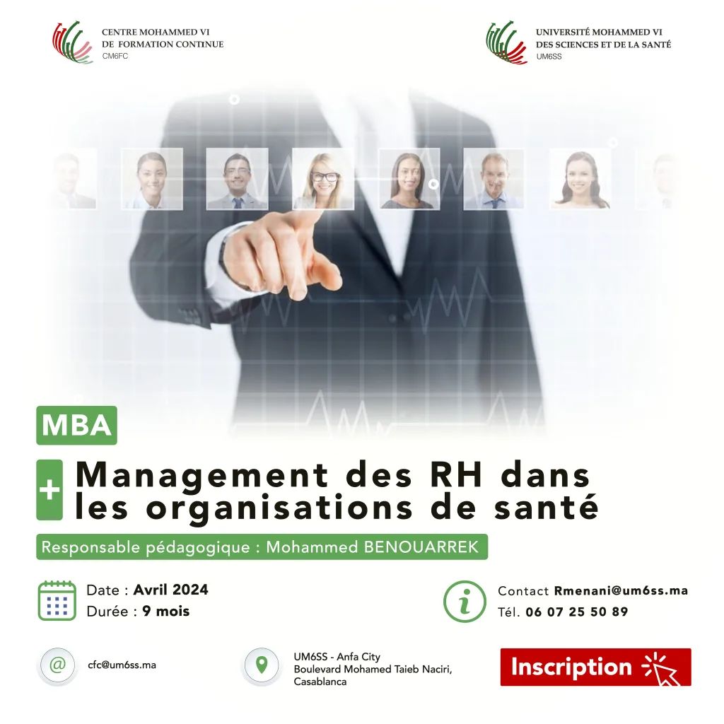 Lancement du MBA Management des Ressources Humaines dans les Organisations de Santé (Avril 2024)