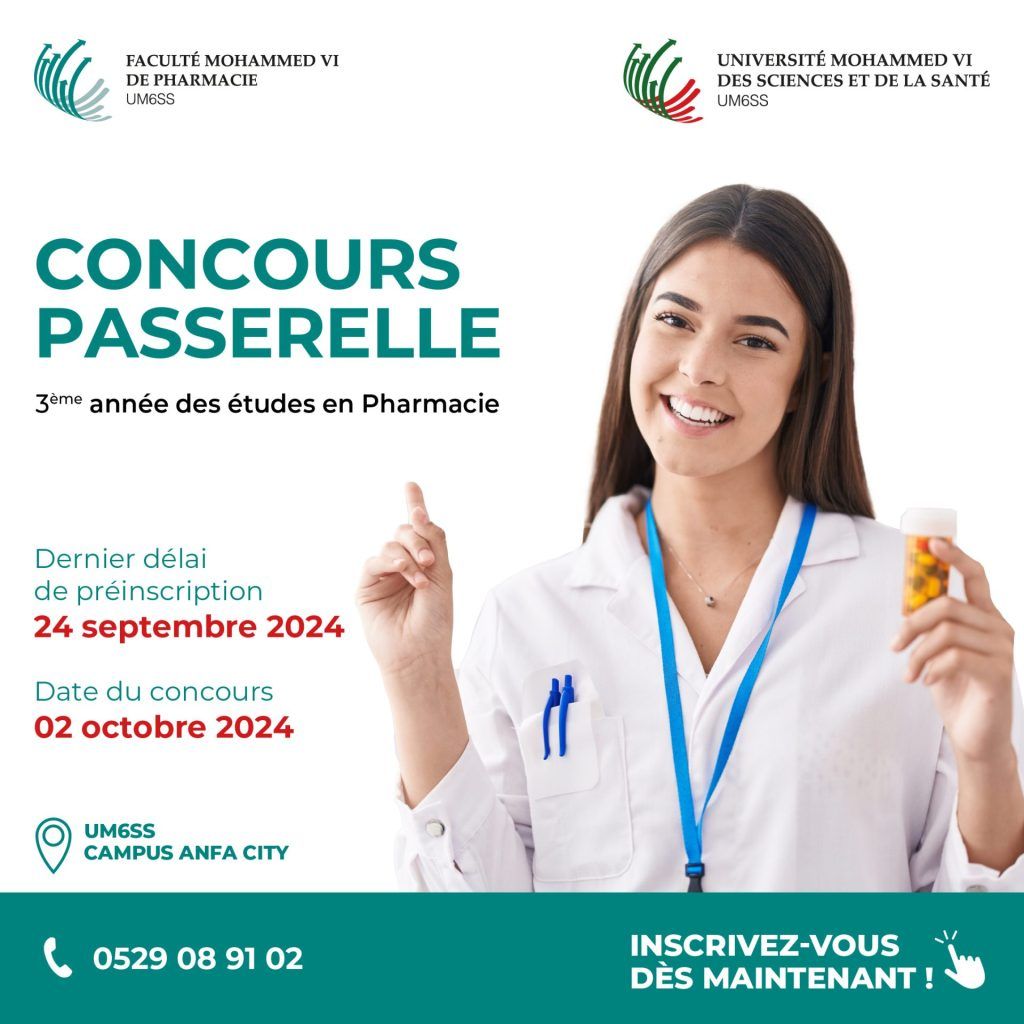 Concours passerelle pour l’accès en 3ème année – Faculté Mohammed VI de Pharmacie