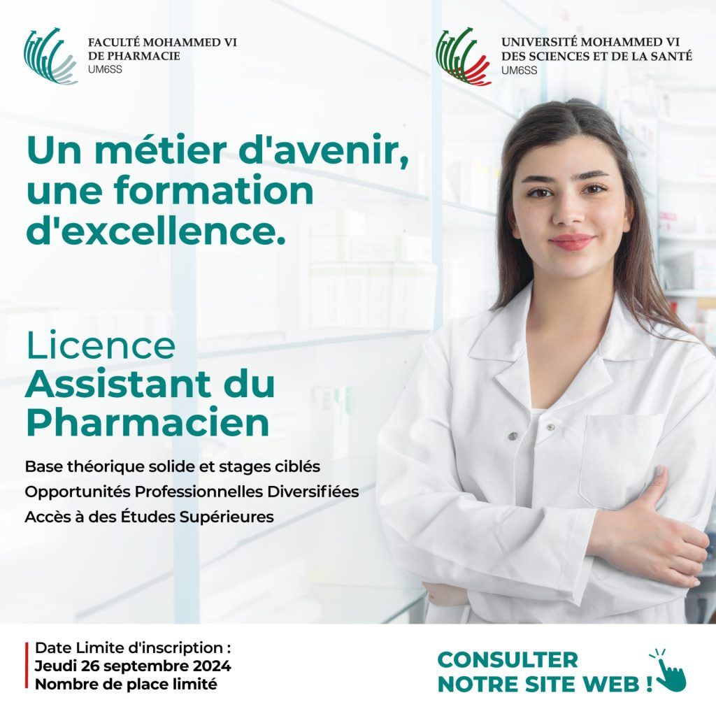 Licence Assistant du Pharmacien – Faculté Mohammed VI de Pharmacie