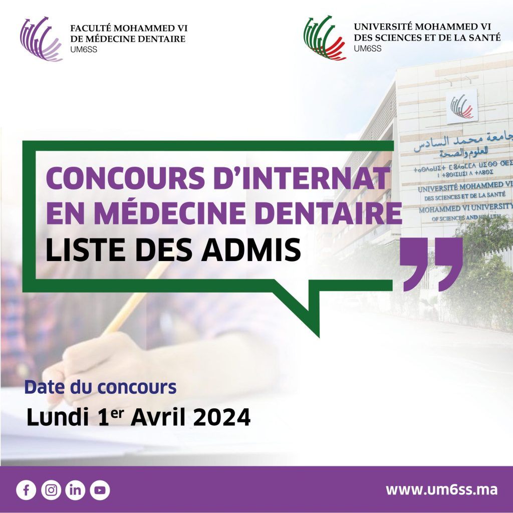 Liste des médecins dentistes internes admis à passer le concours d’internat le 1er avril 2024