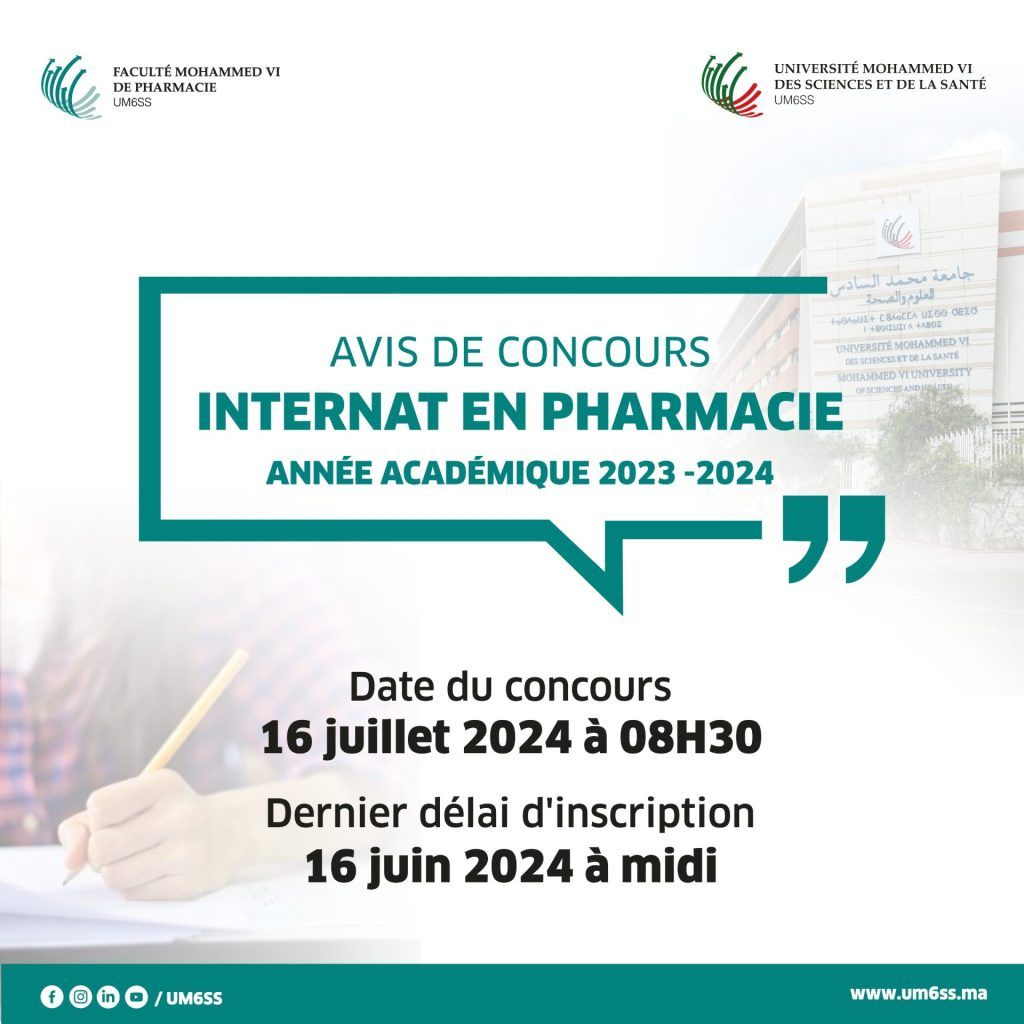 FM6P – Avis de concours d’internat en pharmacie
