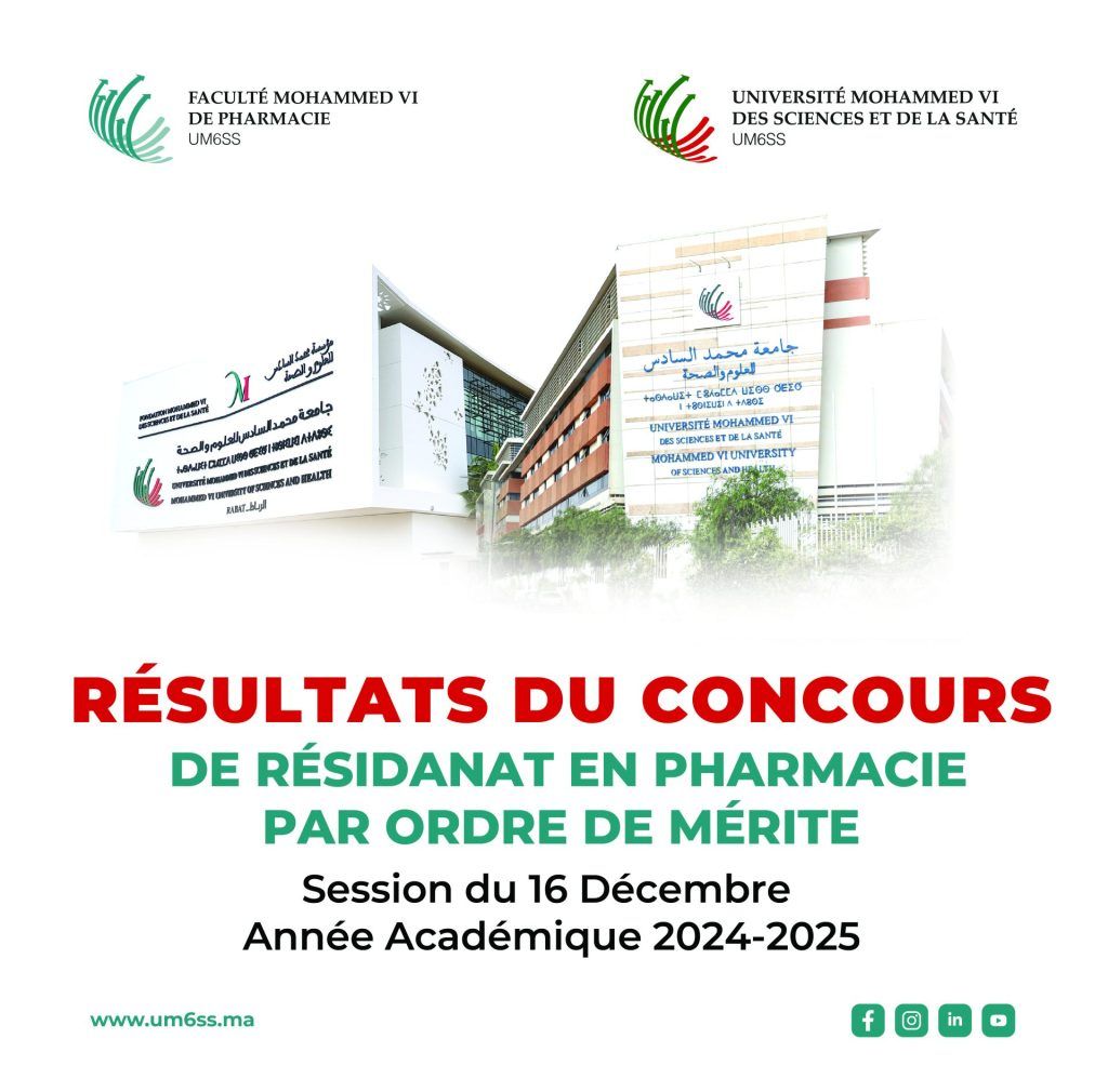 Résultats du Concours de Résidanat en Pharmacie – Session du 16 décembre 2024