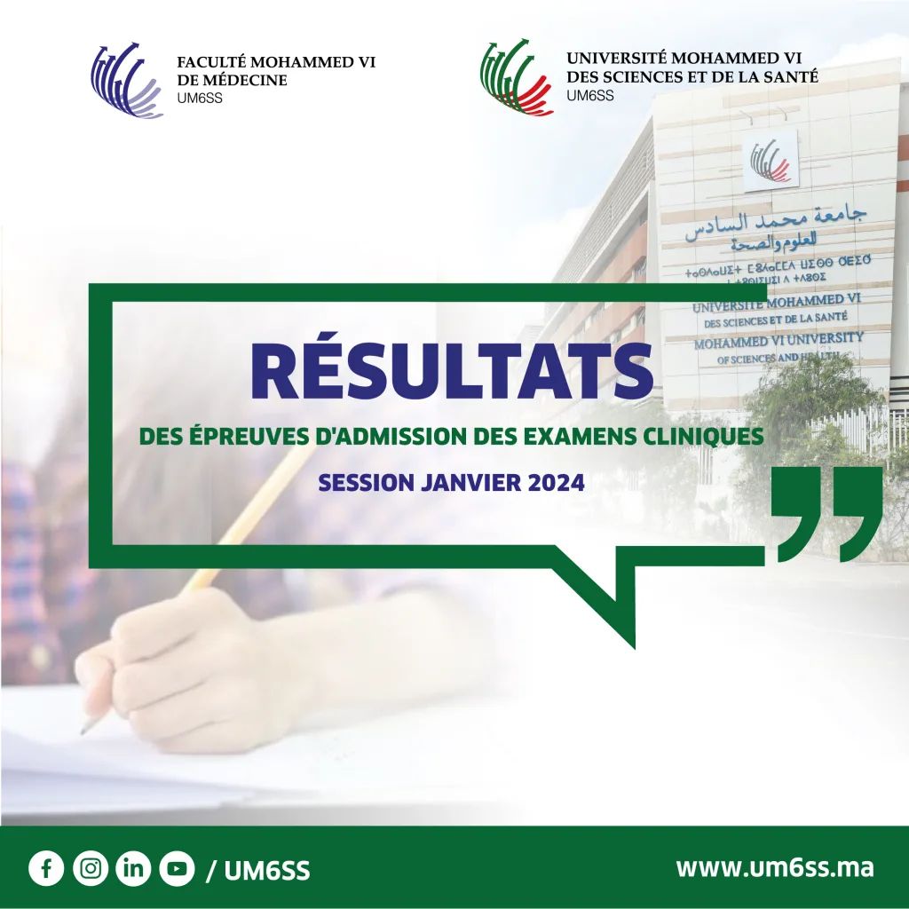 RÉSULTATS DES ÉPREUVES D’ADMISSION DES EXAMENS CLINIQUES – Janvier 2024